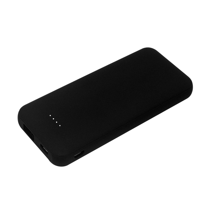 Внешний аккумулятор Arrida 5000mAh, с покрытием Baby skin, черный для нанесения логотипа