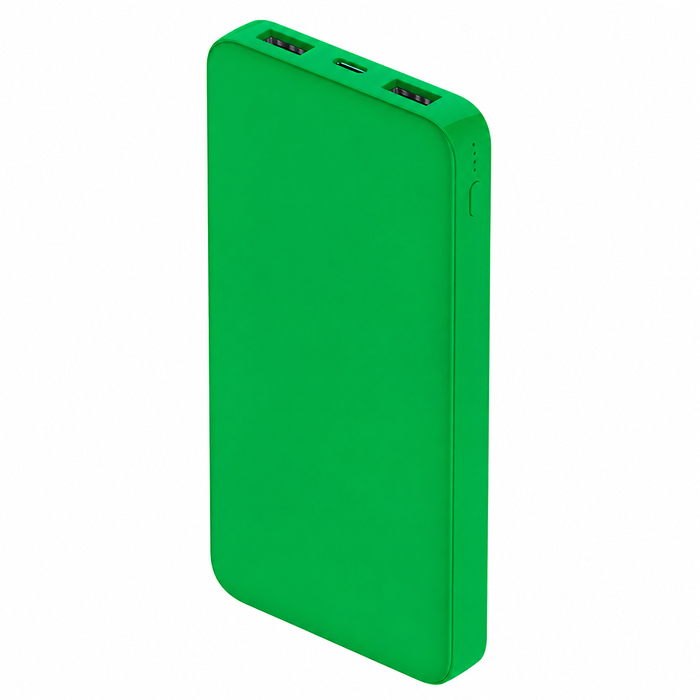 Внешний аккумулятор Polus, 10000 Mah, софт-тач покрытие, зеленый для нанесения логотипа