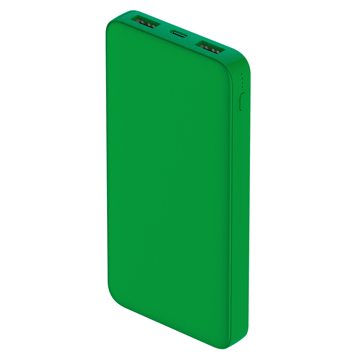 Внешний аккумулятор Polus, 10000 Mah, софт-тач покрытие, зеленый для нанесения логотипа