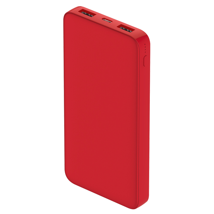 Внешний аккумулятор Polus, 10000 Mah, софт-тач покрытие, красный для нанесения логотипа