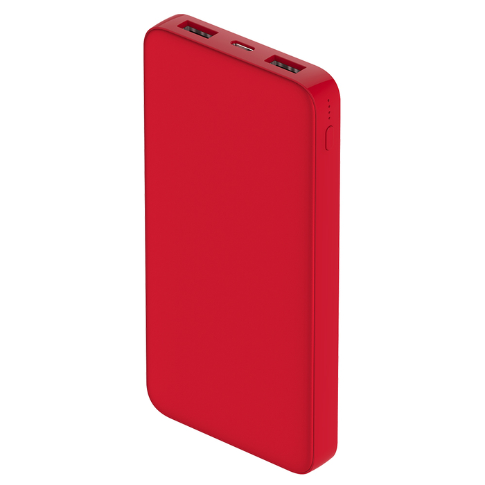 Внешний аккумулятор Polus, 10000 Mah, софт-тач покрытие, красный для нанесения логотипа