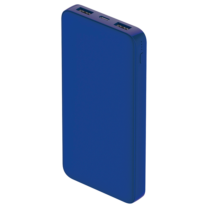 Внешний аккумулятор Polus, 10000 Mah, софт-тач покрытие, синий для нанесения логотипа