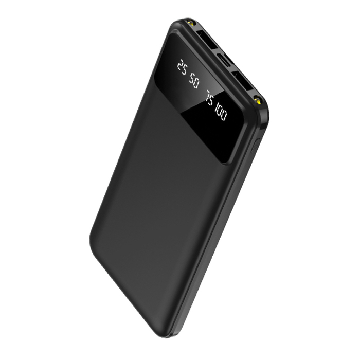 Внешний аккумулятор Dorado 10 000 mAh с фонариком, черный для нанесения логотипа