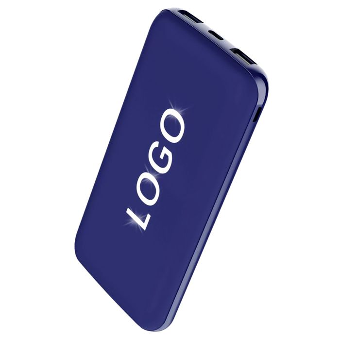 Внешний аккумулятор Kugo, 10000 mAh с подсветкой гравировки, синий для нанесения логотипа
