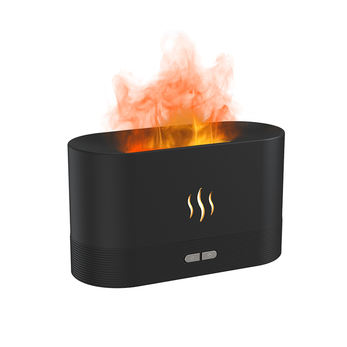 Светодиодный USB увлажнитель-ароматизатор Flame, черный для нанесения логотипа