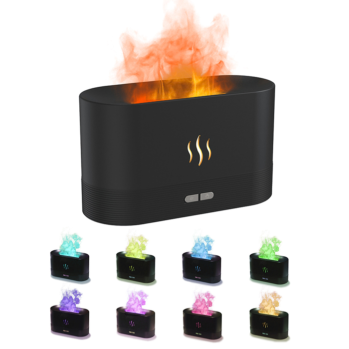 Светодиодный USB увлажнитель-ароматизатор Flame RGB, черный для нанесения логотипа