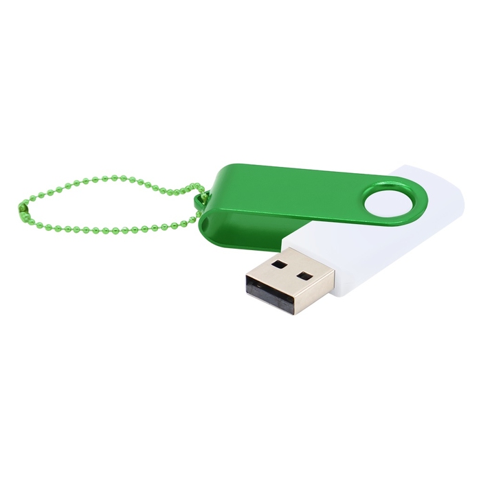 Флешка Designer To Go 2.0 USB 16Gb, белый/зеленый для нанесения логотипа