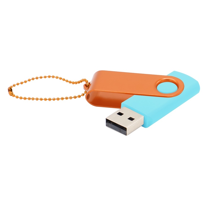 Флешка Designer To Go 2.0 USB 16Gb, бирюзовый/оранжевый для нанесения логотипа