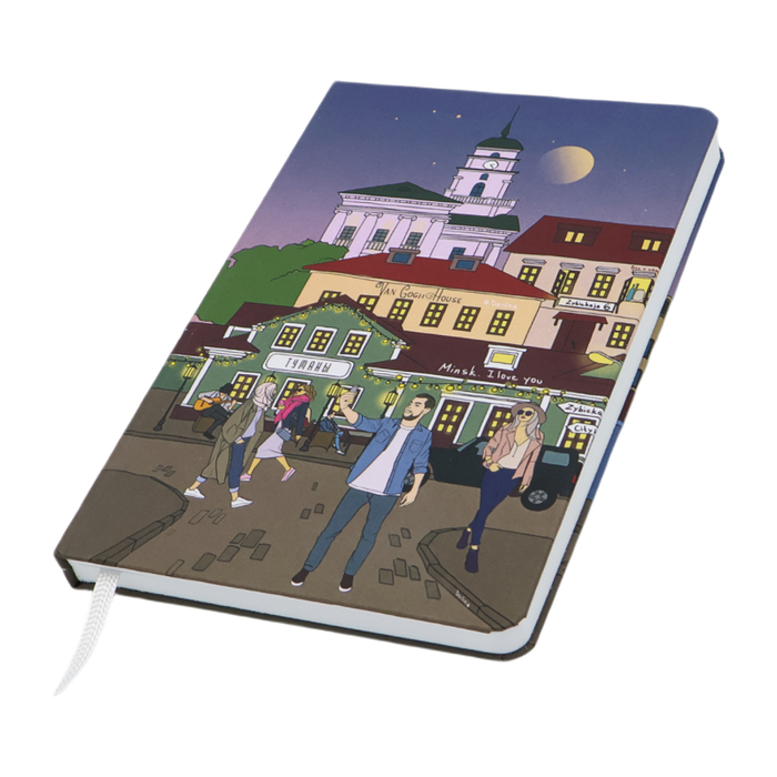 Записная книжка A6 Dziuna Зыбицкая в клетку 10,5 x 16 см для нанесения логотипа