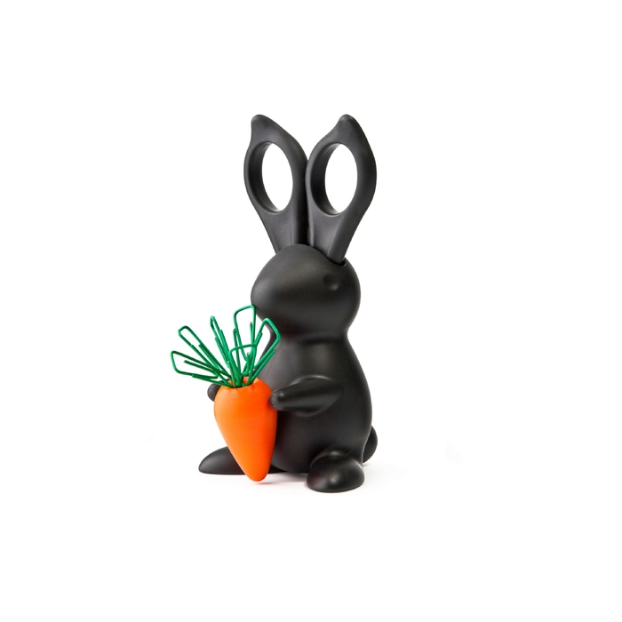 Ножницы и магнит со скрепками Bunny, чёрные для нанесения логотипа