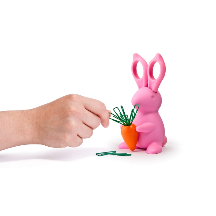 Ножницы и магнит со скрепками Bunny, розовые для нанесения логотипа