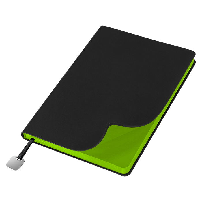 Ежедневник Flexy Latte Soft Touch Black Edition Color А5, черный/салатовый, недатированный, в гибкой обложке для нанесения логотипа
