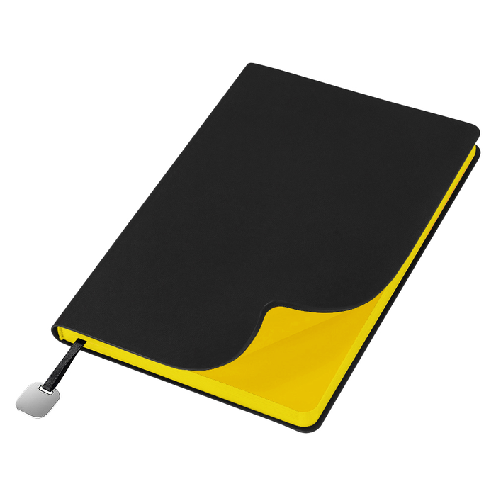 Ежедневник Flexy Latte Soft Touch Black Edition Color А5, черный/желтый, недатированный, в гибкой обложке для нанесения логотипа