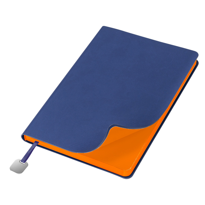 Ежедневник Flexy Latte Soft Touch Blue Edition Color А5, синий/оранжевый, недатированный, в гибкой обложке для нанесения логотипа