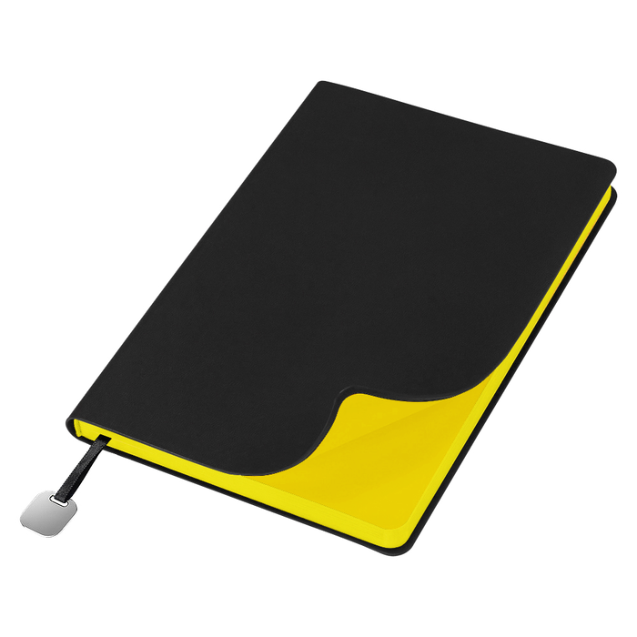 Ежедневник Flexy Latte Soft Touch Black Edition Color А5, черный/желтый, недатированный, в гибкой обложке для нанесения логотипа