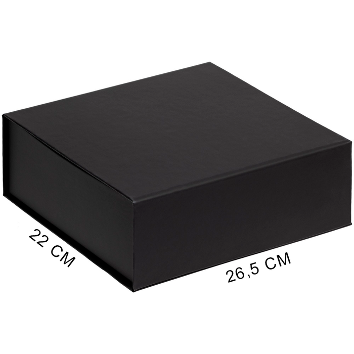 Подарочная коробка, размер 25*21*8,5 см, Solution Prestige Linen с магнитным клапаном, черная, для нанесения логотипа