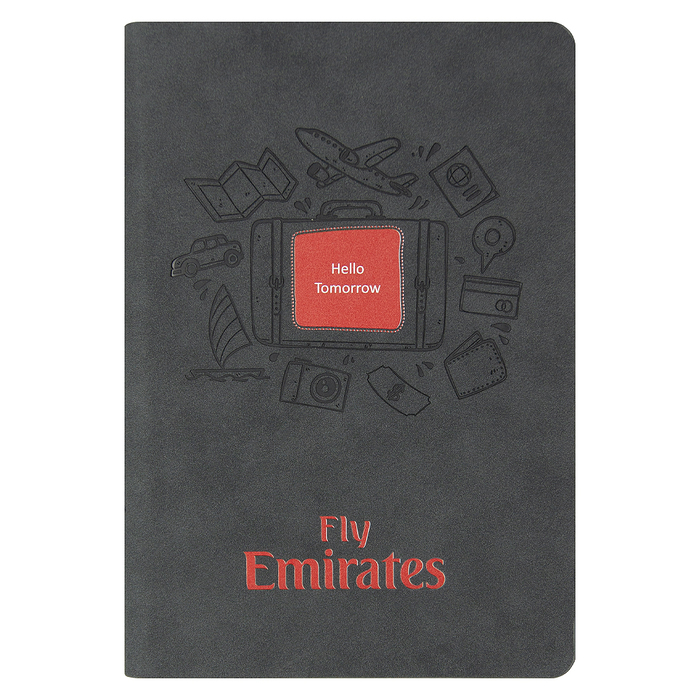 Ежедневник Flexy Nuba Print Sample Fly Emirates А5, темно-серый, недатированный, в гибкой обложке для нанесения логотипа