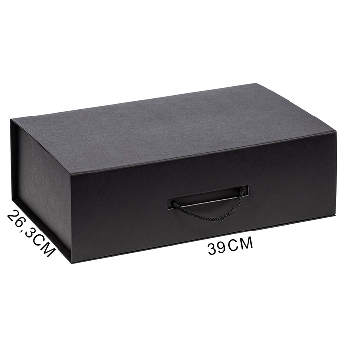 Подарочная коробка, размер 39*26,3*11 см, Solution Prestige Big Case Soft с магнитным клапаном и ручкой , черная для нанесения логотипа