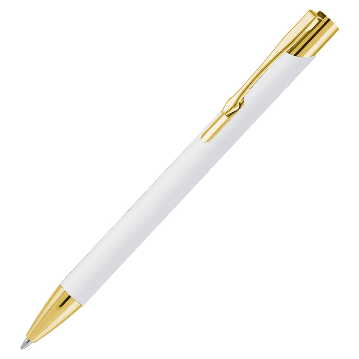 Ручка шариковая, Legend Soft Touch Mirror Gold Requis,  белая/золотистая для нанесения логотипа