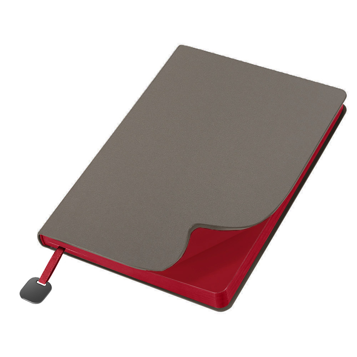 Ежедневник Flexy Velours de Soie Color А5, темно-серый-красный, недатированный, в гибкой обложке для нанесения логотипа
