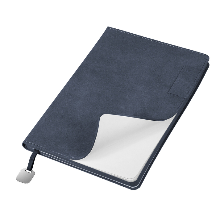 Ежедневник Flexy Tenero Suede A5, синий, недатированный, в гибкой обложке с петлей для ручки для нанесения логотипа