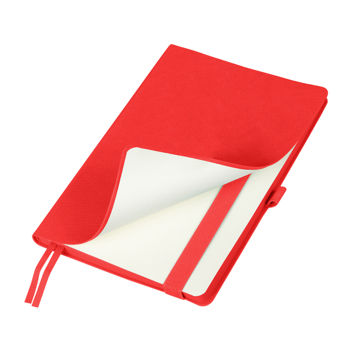Ежедневник Flexy Line Linen А5, красный/красный, недатированный, в гибкой обложке, с резинкой и петлей для ручки для нанесения логотипа