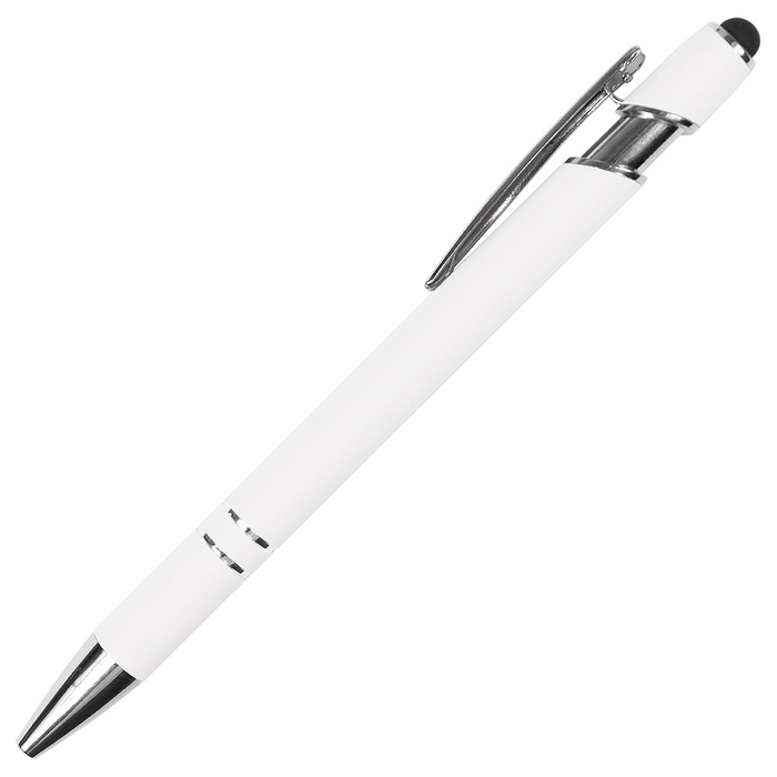 Ручка шариковая, Star Soft Touch Shiny Silver Requis, белая для нанесения логотипа