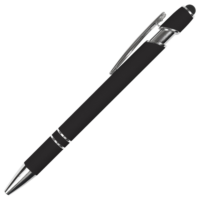 Ручка шариковая, Star Soft Touch Shiny Silver Requis, черная для нанесения логотипа