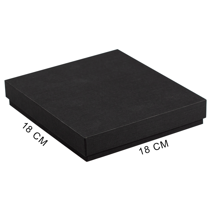 Коробка подарочная, размер 18*18*2 см, Solution Superior Linen, черная, бежевый ложемент под ручку и прямоугольный предмет для нанесения логотипа