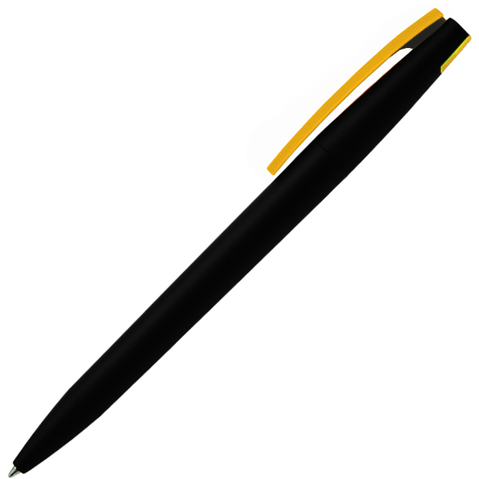 Ручка шариковая, пластиковая софт-тач, Zorro Color Mix, черная/желтая для нанесения логотипа