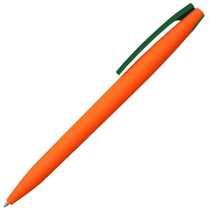 Ручка шариковая, пластиковая софт-тач, Zorro Color Mix оранжевая/зеленая 346 для нанесения логотипа