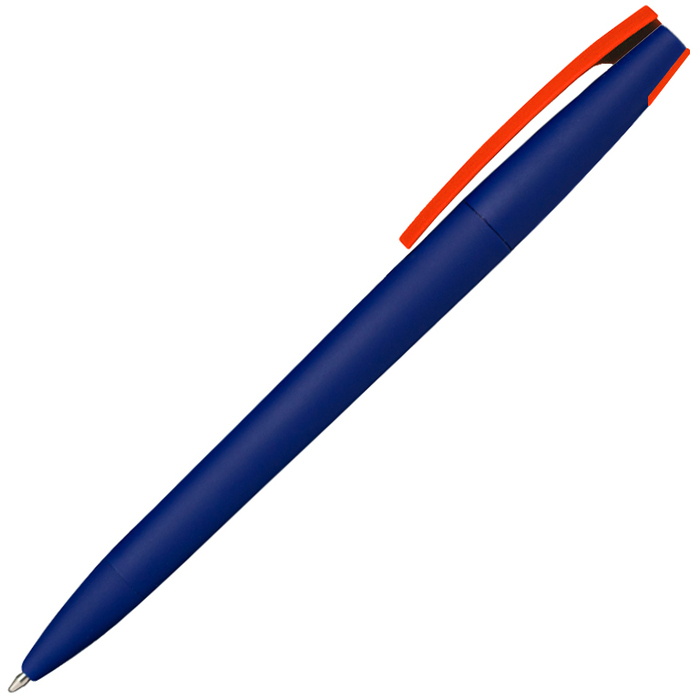 Ручка шариковая, пластиковая софт-тач, Zorro Color Mix, синяя/оранжевая 1655 для нанесения логотипа