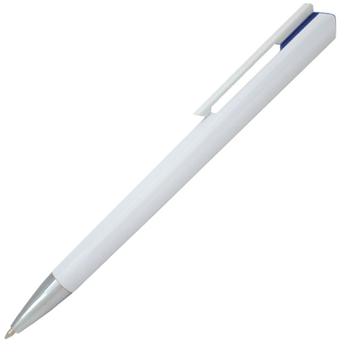Ручка шариковая, пластиковая, белая/синяя для нанесения логотипа