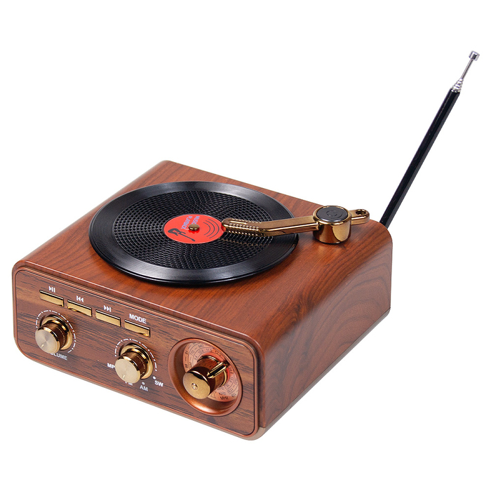 Ретро радио в стиле радиолы, Heritage Nostalgia, диапазон частот  AM FM SW, с USB порт,  Bluetooth, цвет коричневый для нанесения логотипа