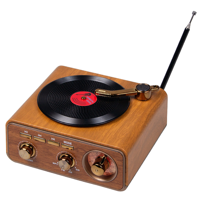 Ретро радио в стиле радиолы, Heritage Nostalgia, диапазон частот  AM FM SW, с USB порт,  Bluetooth, цвет светло-коричневый для нанесения логотипа
