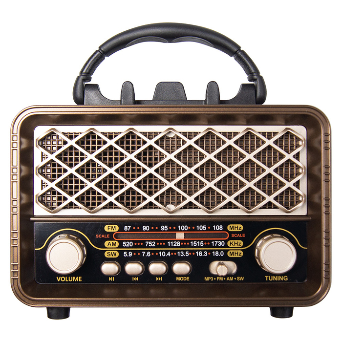 Ретро радио в стиле радиолы, диапазон частот  AM FM SW, USB, Bluetooth, Heritage Timeless, цвет  коричневый для нанесения логотипа