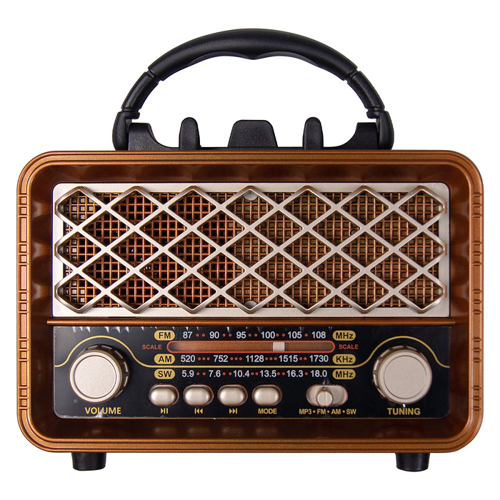 Ретро радио в стиле радиолы, диапазон частот  AM FM SW, USB, Bluetooth, Heritage Timeless, цвет светло-коричневый для нанесения логотипа