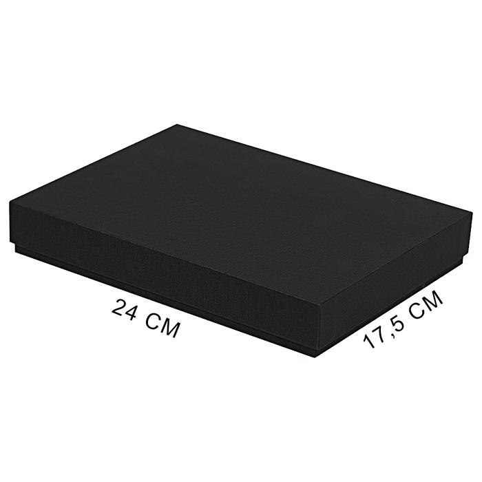 Коробка подарочная, размер 24*17,5*3 см, Solution Superior Linen, черная, бежевый ложемент под индивидуальную вырубку для нанесения логотипа