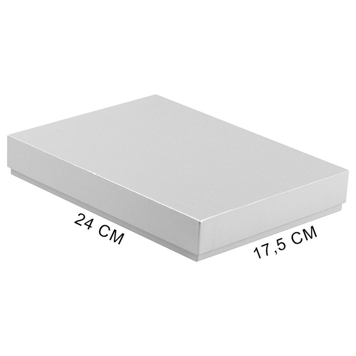 Коробка подарочная, размер 24*17,5*3 см, Solution Superior Linen, серебристая, бежевый ложемент под индивидуальную вырубку для нанесения логотипа
