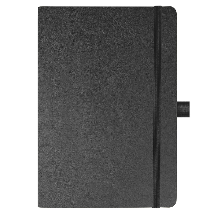 Блокнот Flexy Forest Urban Soft leather  А5, недатированный, с резинкой и петлей для ручки, в гибкой обложке, черный для нанесения логотипа