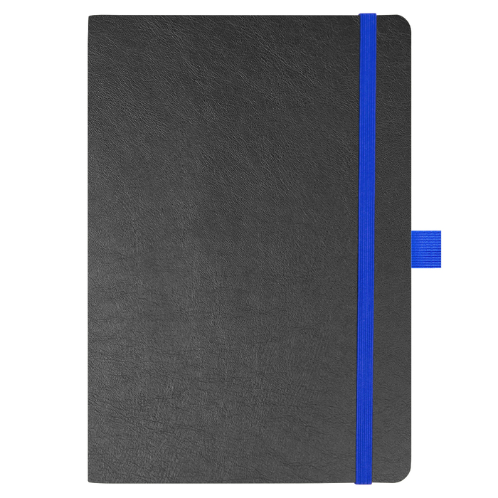 Блокнот Flexy Forest Urban Soft leather  А5, недатированный, с резинкой и петлей для ручки, в гибкой обложке, черно-синий для нанесения логотипа