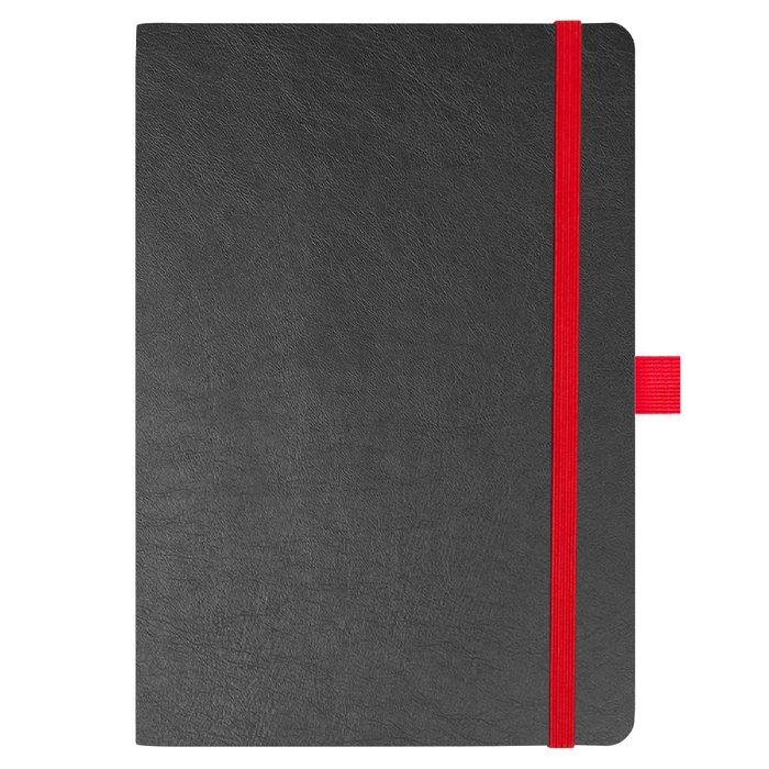 Блокнот Flexy Forest Urban Soft leather  А5, недатированный, с резинкой и петлей для ручки, в гибкой обложке, черно-красный для нанесения логотипа