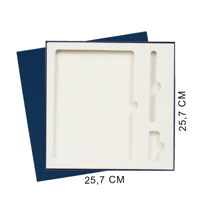 Коробка подарочная Solution Superior Linen под ежедневник, ручку и флешку, черная, 25,7x25,7 см, бежевый ложемент для нанесения логотипа