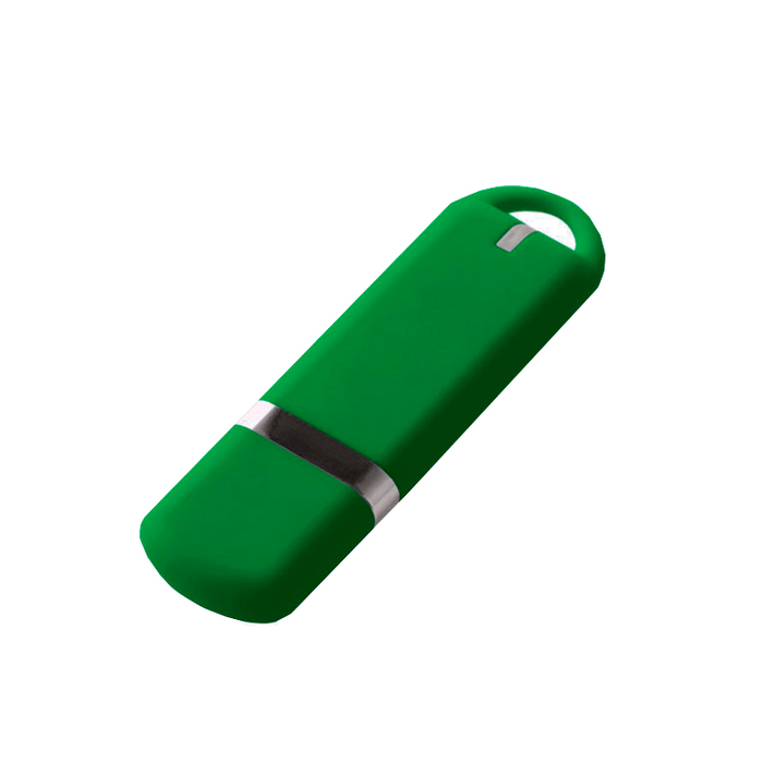 Флеш накопитель USB 2.0 Memo 32GB, пластик Софт Тач, зеленый/зеленый для нанесения логотипа