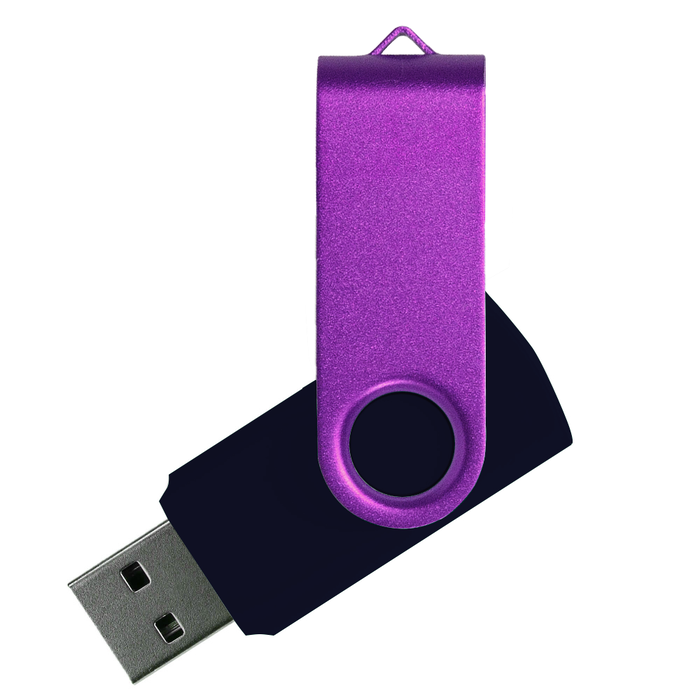 Флеш накопитель USB 2.0 Twister 16GB, пластик Софт Тач/металл, черный/фиолетовый для нанесения логотипа