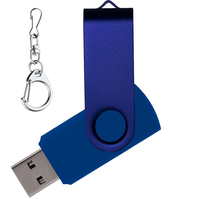 Флеш накопитель USB 2.0 Twister 16GB, пластик Софт Тач/металл, синий/синий для нанесения логотипа