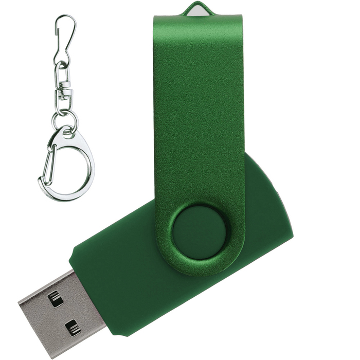 Флеш накопитель USB 2.0 Twister 16GB, пластик Софт Тач/металл, зеленый/зеленый для нанесения логотипа