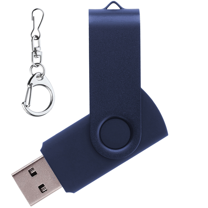 Флеш накопитель USB 2.0 Twister 16GB, пластик Софт Тач/металл, темно-синий/темно-синий для нанесения логотипа