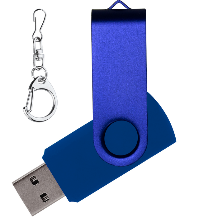 Флеш накопитель USB 2.0 Twister 32GB, пластик Софт Тач/металл, синий/синий для нанесения логотипа