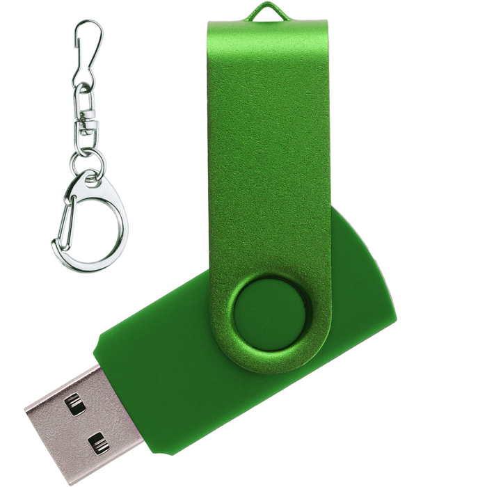 Флеш накопитель USB 2.0 Twister 32GB, пластик Софт Тач/металл, зеленый/зеленый для нанесения логотипа